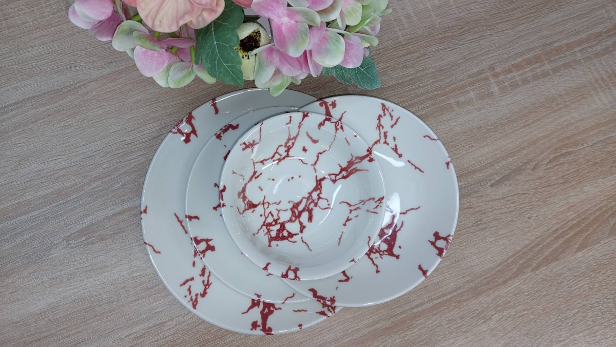 Сервіз із тарілок KL24-Marble Red