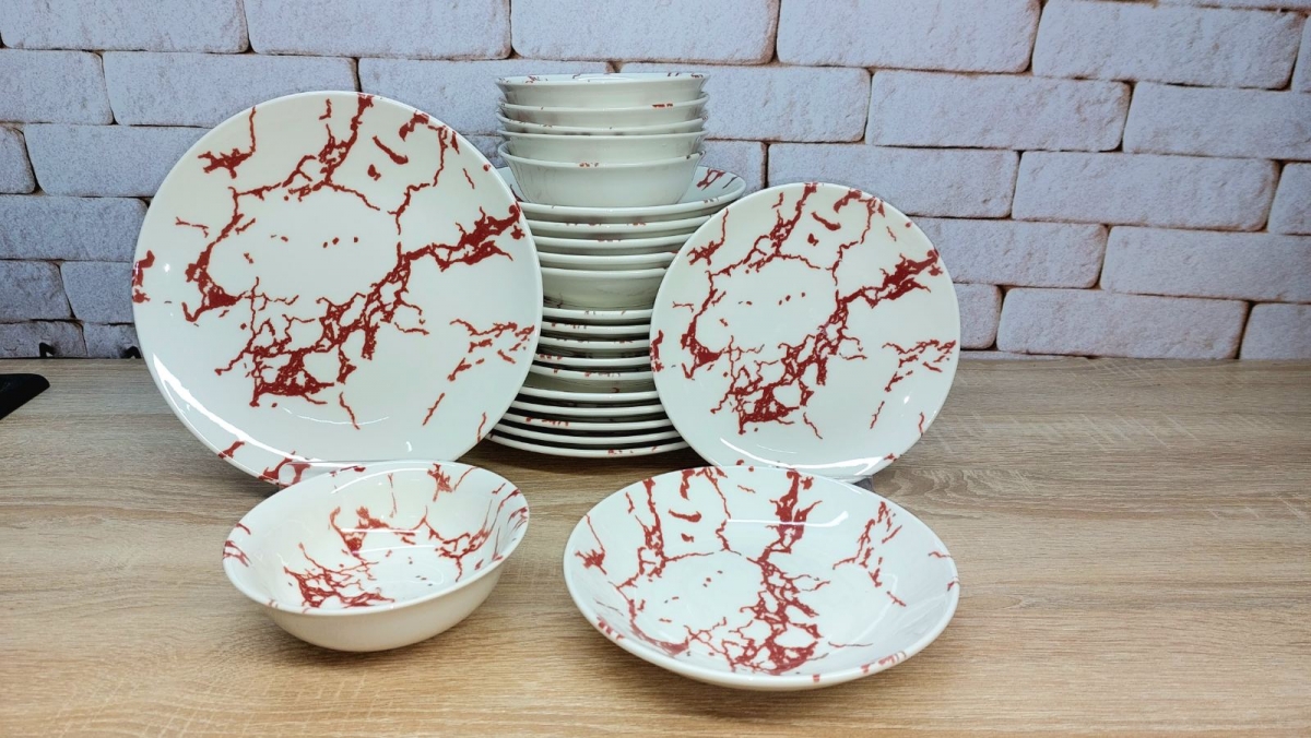 Сервіз із тарілок KL24-Marble Red