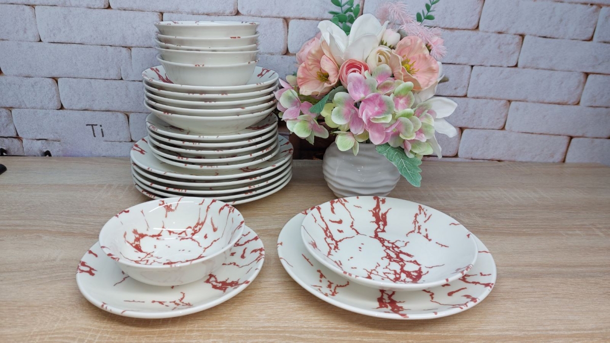 Сервіз із тарілок KL24-Marble Red