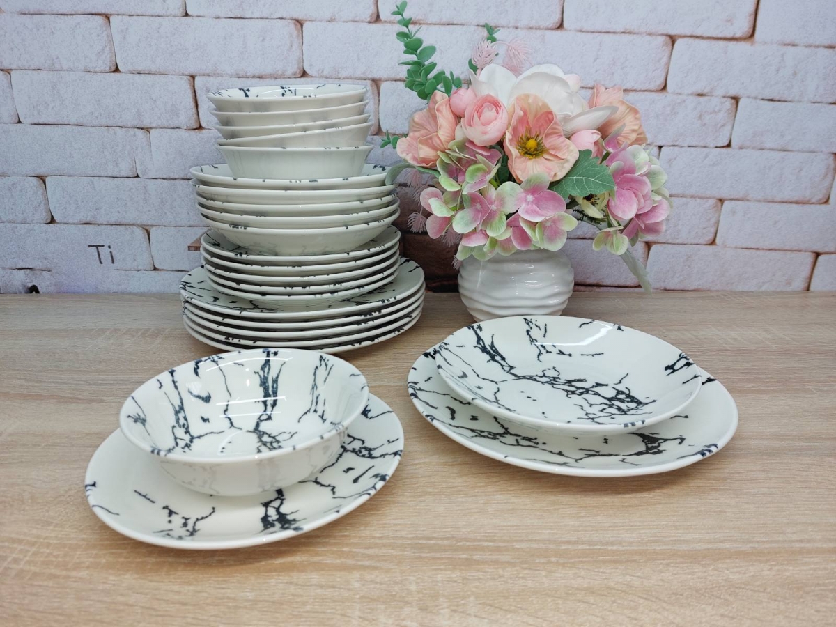 Сервіз із тарілок KL24-Marble Black