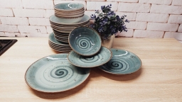 Сервіз із тарілок DN24-Spiral Grey-Blue