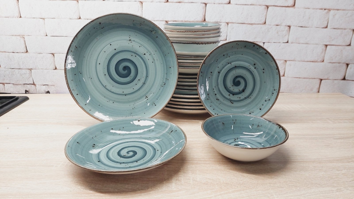 Сервіз із тарілок DN24-Spiral Grey-Blue